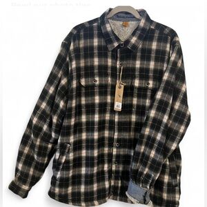 NWT Tailer Vintage Men’s Plaid Sherpa Lined Button Down Jacket Shirt XXL